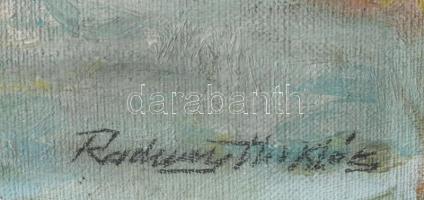 Radnay Miklós (1900-1945): Napfényes táj. Olaj, karton, jelzett, kopott fakeretben, 24×28,5 cm