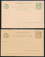 1900 2 db használatlan 5f levelezőlap, zöld és barna díjjeggyel