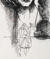 Olvashatatlan jelzéssel: Emlékezés. Tus, papír, üvegezett fakeretben, 28×14 cm