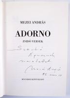 Mezei András: Adorno. Zsidó versek. DEDIKÁLT! Sam Herciger illusztrációival. Bp.,[1994.], Belvárosi. 3. kiadás. Kiadói kartonált papírkötés.