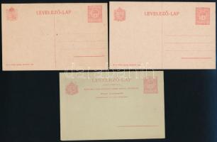 1918-1921 3 db használatlan 10f levelezőlap