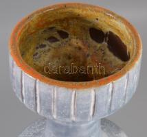 Jelzett iparművész kerámia váza. Kézzel festett, belül is mázas, alján apró lepattanással 36 cm