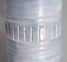 Jelzett iparművész kerámia váza. Kézzel festett, belül is mázas, alján apró lepattanással 36 cm