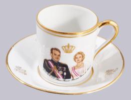 Limoges Rainer monacói herceg és felesége házasságára készült mokkás csésze. Matricás, jelzett, hibátlan