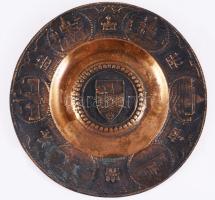 Budapest látképes fali bronz tál, látképekkel. 18 cm