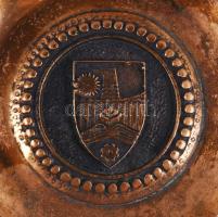 Budapest látképes fali bronz tál, látképekkel. 18 cm