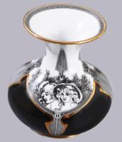 Hollóházi Jurcsák László által tervezett váza: Női fejek. Matricás, jelzett, hibátlan, m: 10 cm