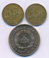 Német Demokratikus Köztársaság 1950A 50pf Al-bronz (2x) + 1969. 5M Ni-sárgaréz "20 éves az NDK&...