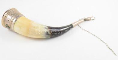 Díszkürt, fém szerelékkel, h: 33 cm