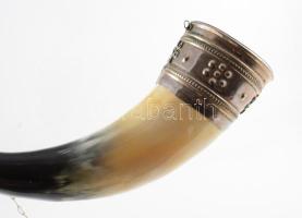 Díszkürt, fém szerelékkel, h: 33 cm