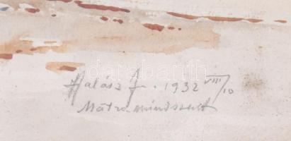 Halász József (1874-1935): Mátramindszent, 1932. Akvarell, papír, jelzett. Kissé foltos. Dekoratív, ...