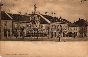 1903 Eperjes, Presov; Caraffa vesztőhely, Wohl Izidor üzlete. Cattarino S. kiadása / place of execution, shops (gyűrődések / creases)
