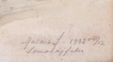 Halász József (1874-1935): Somosújfalu (Eperjes környéke, Felvidék), 1932. Akvarell, papír, jelzett....