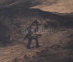 Olvashatatlan jelzéssel, XIX. sz. vége/XX. sz. eleje: Vihar készülőben. Ceruza, papír. Dekoratív, üv...