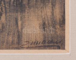 Olvashatatlan jelzéssel, XIX. sz. vége/XX. sz. eleje: Vihar készülőben. Ceruza, papír. Dekoratív, üv...