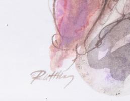 Ruttkay Sándor (1951-): Női aktok. Vegyes technika, papír; jelzett. Üvegezett, dekoratív fakeretben....