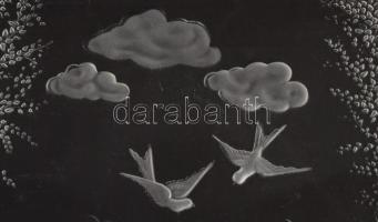 Vidéki tájat ábrázoló préselt süteménykínáló, hibátlan, 27x42 cm