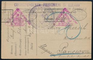1918 Tábori posta levelezőlap olasz hadifogságból, Asinaráról küldve