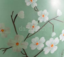 Parádi zománcfestett üvegváza, jelzés nélkül, hibátlan, m: 30 cm