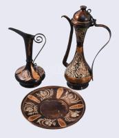 3 darab réz dísztárgy, m: 21 cm alatt