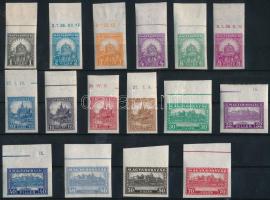 1926 Pengő-fillér (I.) luxus ívszéli vágott sor, ívszéli jelzésekkel (110.000) / Mi 411-426 imperfor...