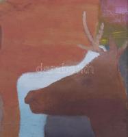 Gyenes Gitta (1888-1960): Lány őzikékkel. Tempera, karton, jelzett. Üvegezett, dekoratív fakeretben....