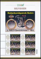 2025 Motorkerékpárok retro - Harley Davidson 6 db bélyeget tartalmazó megszemélyesített kisív