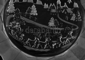 Walther-Glas karácsonyi mintás dísztál, dobozában, hibátlan, d: 24 cm