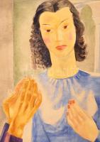 Gáborjáni Szabó Kálmán (1897-1955): Szenteltvíz, 1930-as évek. Tempera, rétegelt falemez, jelzett. H...