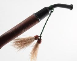 Bohemia faragott fa pipa, h: 23 cm, dobozában