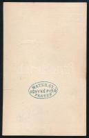 cca 1870 Férfi magyaros ruhában, keményhátú fotó Mayer Gy. fényképíró pesti műterméből, foltos, 10,5...
