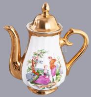 Zsánermintás historizáló kávés készlet, jelzett, teljes, hibátlan