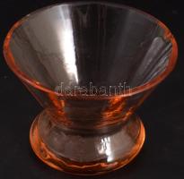 Likőrös készlet négy pohárral. Üvegdugós üveg, hibátlan, poharakon apró lepattanás 22 cm