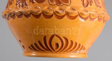 Hódmezővásárhelyi kerámia váza. Kézzel festett, jelzett, hibátlan 16 cm