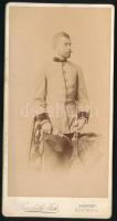 1891 Kenesei Kenessey Béla tiszti egyenruhában, hátoldalon feliratozott fotó Goszleth István budapesti műterméből, 15×7,5 cm