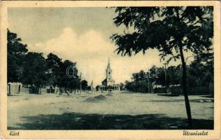 1944 Kürt, Kürth, Strekov; utcarészlet, templom. Foto Supala / street, church (EK)