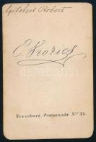 cca 1860-1870 Férfiportré, keményhátú fotó Kozics pozsonyi műterméből, hátoldalon feliratozva, 10,5×...