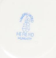 Herendi antik mokkás készlet. Hiányos. Kiöntő, 5 csésze, 6 alj. Kézzel festett, jelzett, rózsán apró...