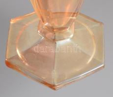 Sárga üveg váza. Formába öntött, anyagában színezett hibátlan 21 cm