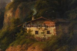 Jelzés nélkül, XIX. sz., feltehetően osztrák festő: Romantikus tá. Olaj, vászon, sérült. Dekoratív f...