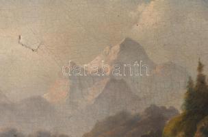 Jelzés nélkül, XIX. sz., feltehetően osztrák festő: Romantikus tá. Olaj, vászon, sérült. Dekoratív f...