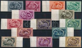 1950 Ötéves terv (I.) vágott sor, két érték kivételével mind ívszéli (140.000)
/ Mi 1069-1082 imper...