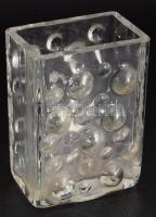 Hólyagos üveg váza., formába préselt, hibátlan 13 cm