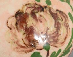 Vizes kancsó. mázas cserép, kézzel festett, 19 sz. Kopással 19 cm