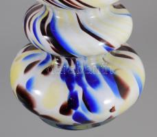 Sokszínű üveg váza. Formába öntött, hibátlan 25 cm