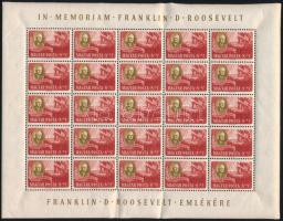 1947 Roosevelt 8f 25-ös teljes ív (ráncok / creases)