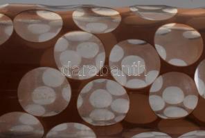 cca 1970 Salgótarjáni op-art füstszínnel pácolt hengerváza. Terv.: Takács Géza. Köszörült üveg, hibá...