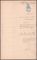 1875 Pozsony, a pozsonyi királyi törvényszékhez benyújtott kérvény külzete 15kr okmánybélyeggel, bélyegzéssel