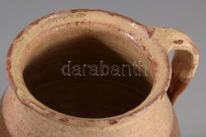 Szilke. Kézzel festett, mázas cserép. Szarvas XIX. sz. lepattanással 22 cm