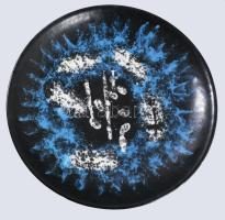 Iparművész kerámia tál. Kézzel festett, jelzett, hibátlan d: 28 cm